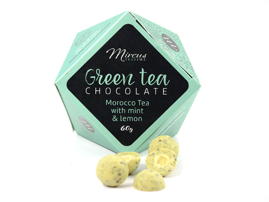 Spanische Mandeln "Green Tea Chocolate", 60 g Mint & Lemon