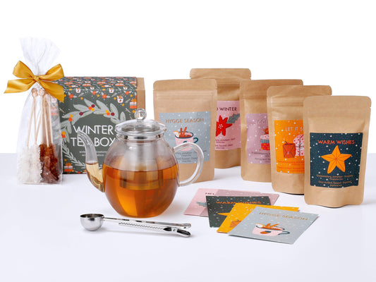 Geschenk-Set "Hello Winter" Teekanne, 1,0 L inkl. Metallsieb und 5 Sorten Wintertee - First-Cup